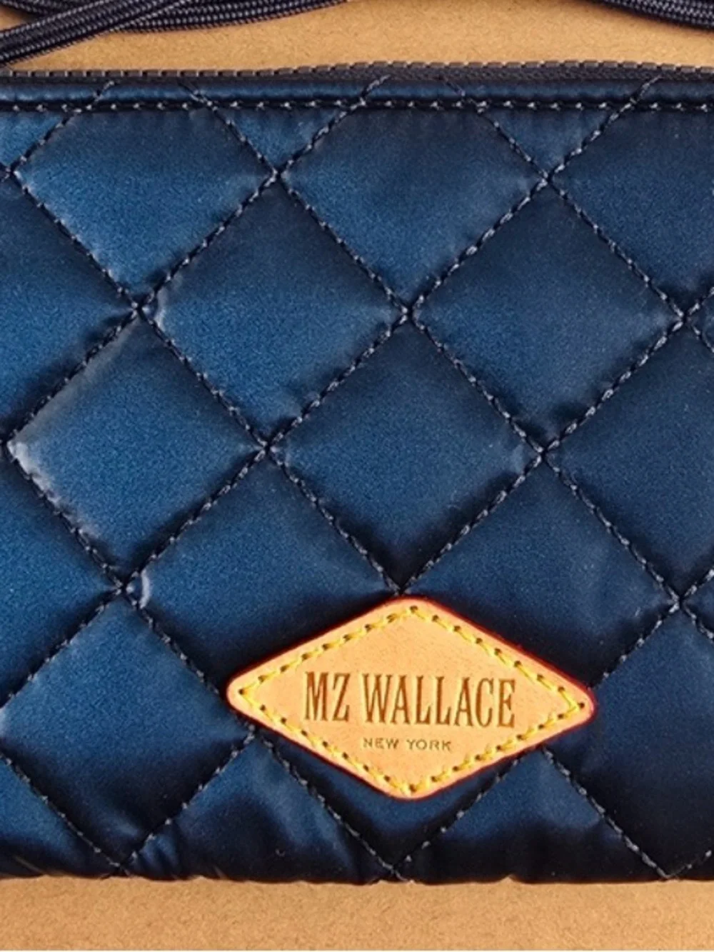NWOT MZ Wallace Micro Quilted Navy Blue  Shiny Crossbody Bag - Designer Style